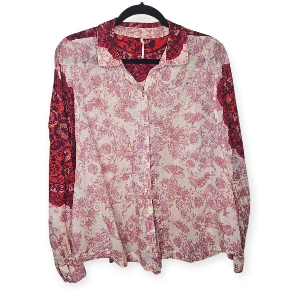Free People Oversized Rose Bud Blouse, Size Small, GUC (Flaw) - Picture 4 of 11